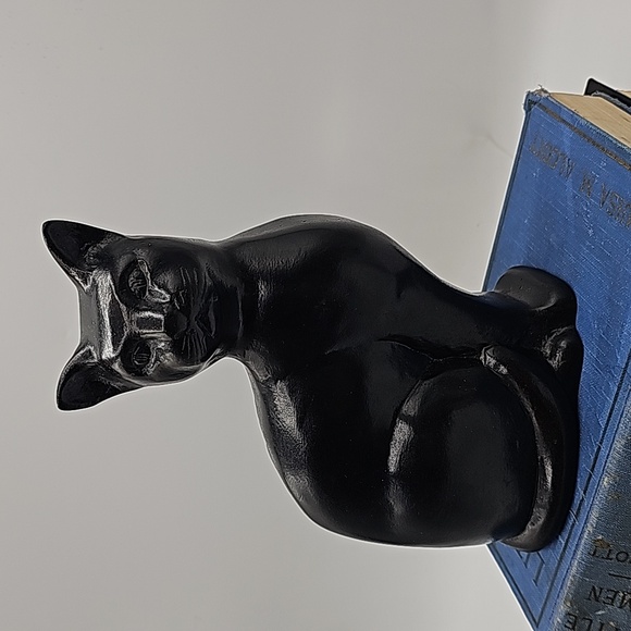 Vintage Black Cat Figurine Paperweight Bookend Doorstop in Heavy Resin 9" 2.4lb - Picture 5 of 11